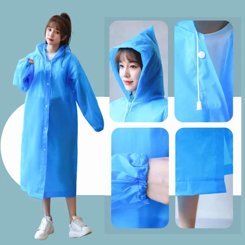 Thickened EVA adult Chlidren one-piece raincoat for men and women portable travel outdoor poncho set