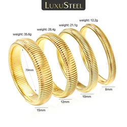 LUXUSTEEL 8/10/12/15mm Width 70mm Women Girl Elastic Bracelets Bangles Hiphop Style Stainless Steel Sprial Bracelet Waterproof
