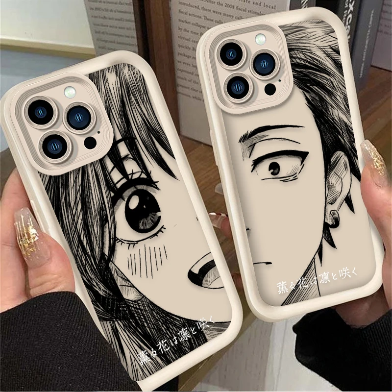 Funda de silicona bonita de Anime Kaoruko y Rintarou para iPhone 17 Air 16 16E 15 14 13 12 11 Pro Max X XS X S Max XR SE 2020 SE4 7 8