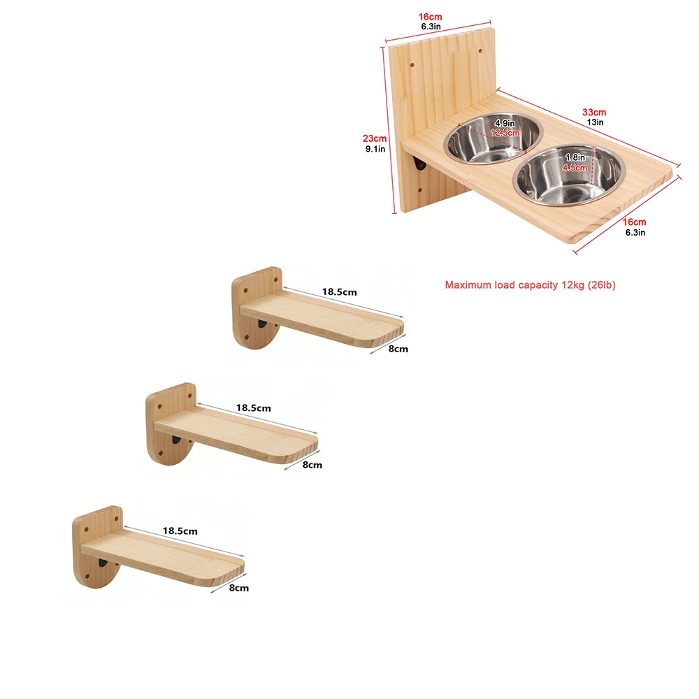 Imagem -06 - Wall Mounted Wooden Cat Bowl Pedal de Salto para Gatinho Escalando e Comendo Indoor Pet Furniture Small Cat Pcs