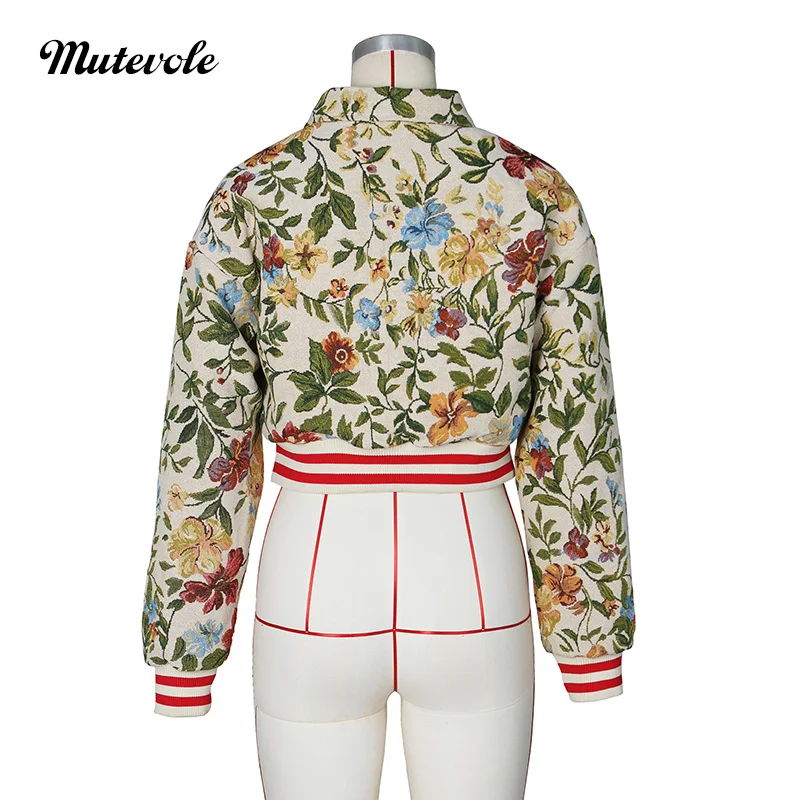 Mutevole Women Floral Print Patchwork Single Breasted Single Breasted Jacket Coats