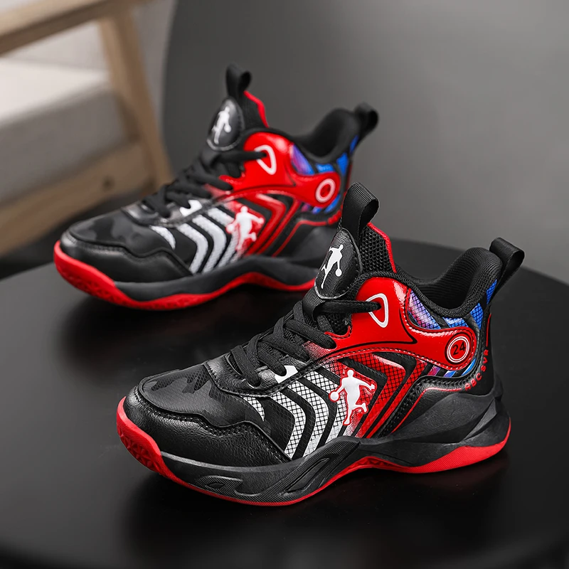 

Детские баскетбольные кроссовки, нескользящие дышащие баскетбольные тренировочные кроссовки на шнуровке, спортивная обувь для мальчиков и девочек, детская спортивная обувь