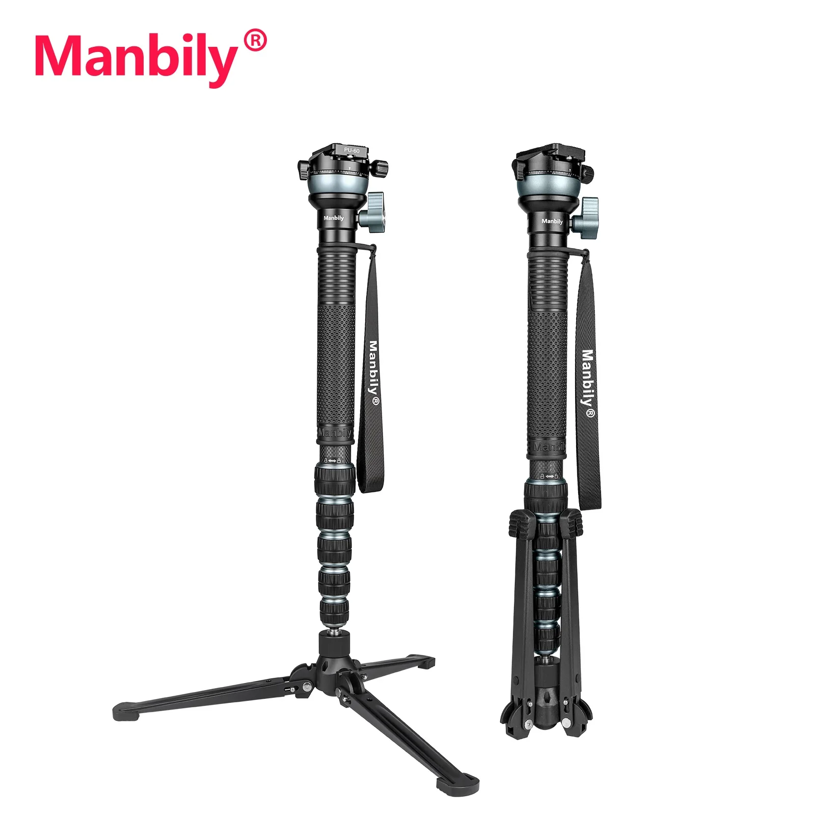 Manbily C-666PRO Carbonfaser-Monopod, 187 cm, professioneller Reise-Monopod mit M-5-Stativ für DSLR-Kameras und Fotografie. – Detail 1