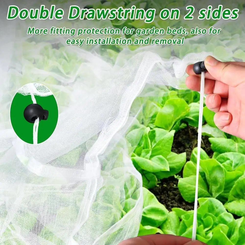 Garden Insect Netting Plant Cover Mesh with Drawstring for Raised Beds Vegetables Crop Protection Summer Pest Control Bag