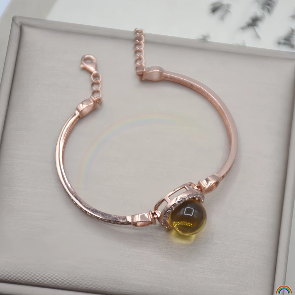 

Natural amber bracelet, fully made of s925 clear blue amber and amber bracelet, light luxury and versatile jewelry, Rwbuy