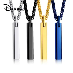 TUNGSTEN Necklace Pendant for Men Male Long Bar Black Blue Silver Gold Color Stainless Steel Fashion Jewelry Gift 2024