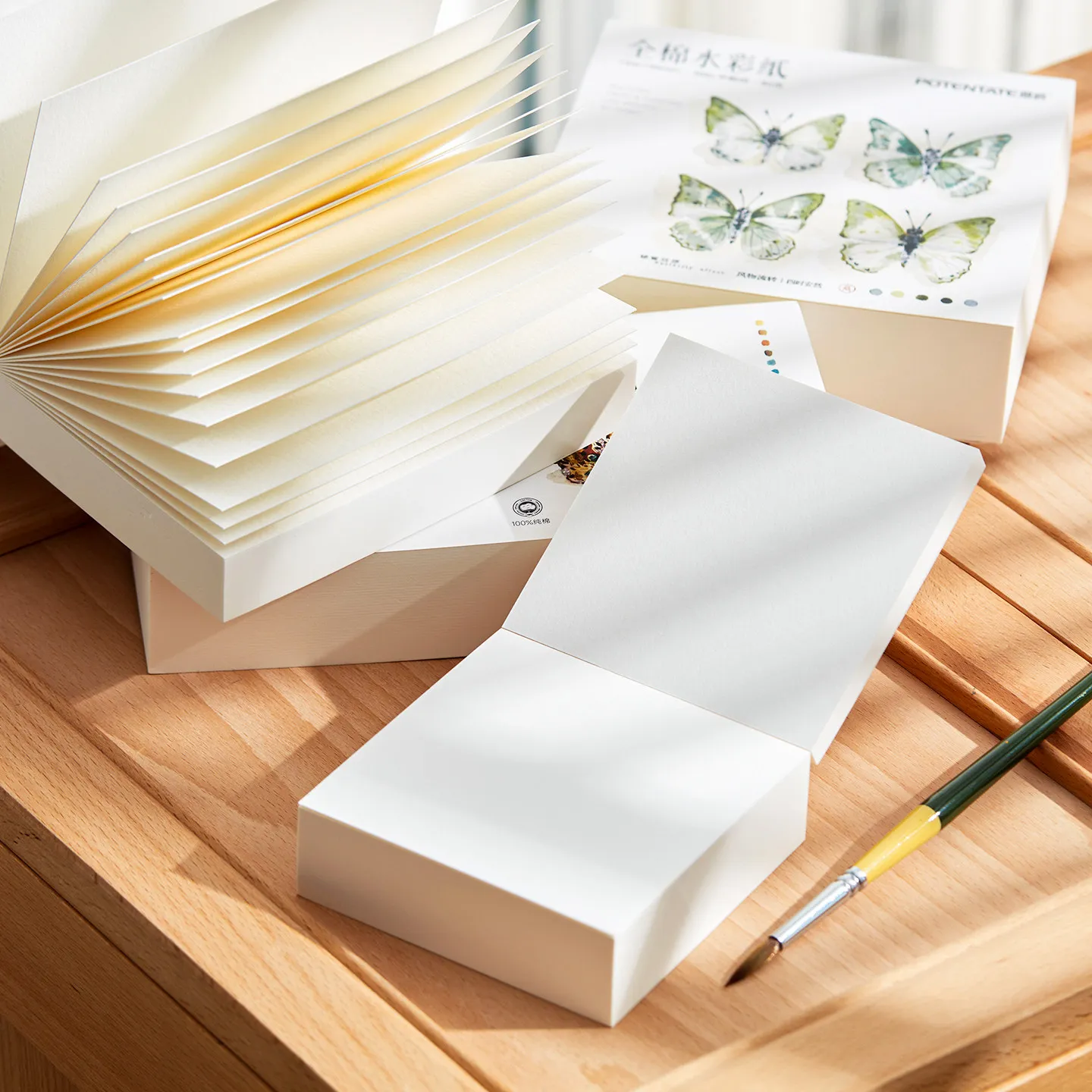 Potentate Watercolor Paper 100% Cotton 300g 80Sheets Square Water Color Paper Note Pad Artist Painting Supplies
