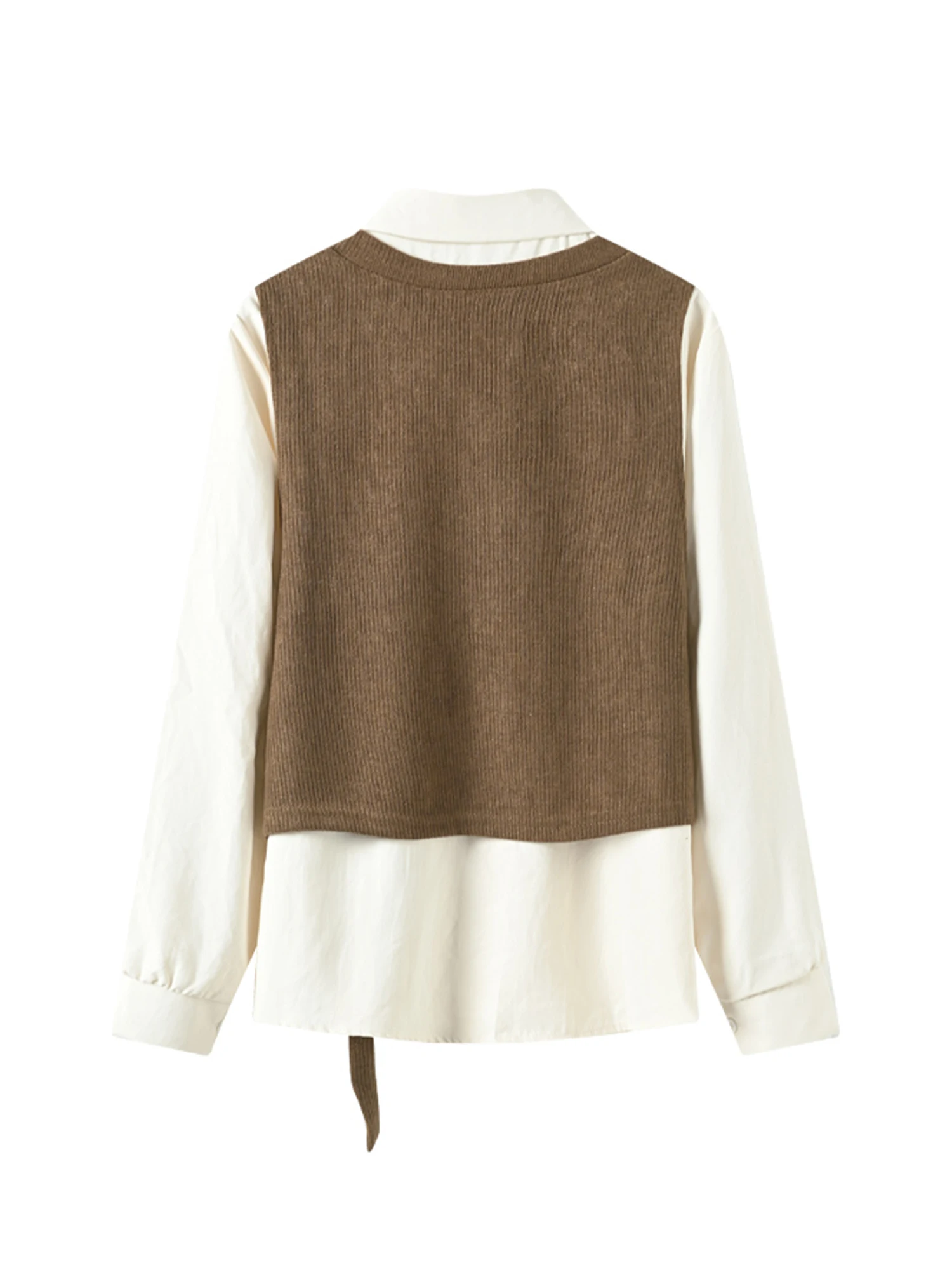 เสื้อโปโลคอปกสีน้ำตาลสำหรับผู้หญิง สไตล์วินเทจยุค 90s และ 2000s แขนยาวทรงโอเวอร์ไซส์ เสื้อผ้าผู้หญิง ฤดูใบไม้ผลิ ฤดูใบไม้ร่วง 2025