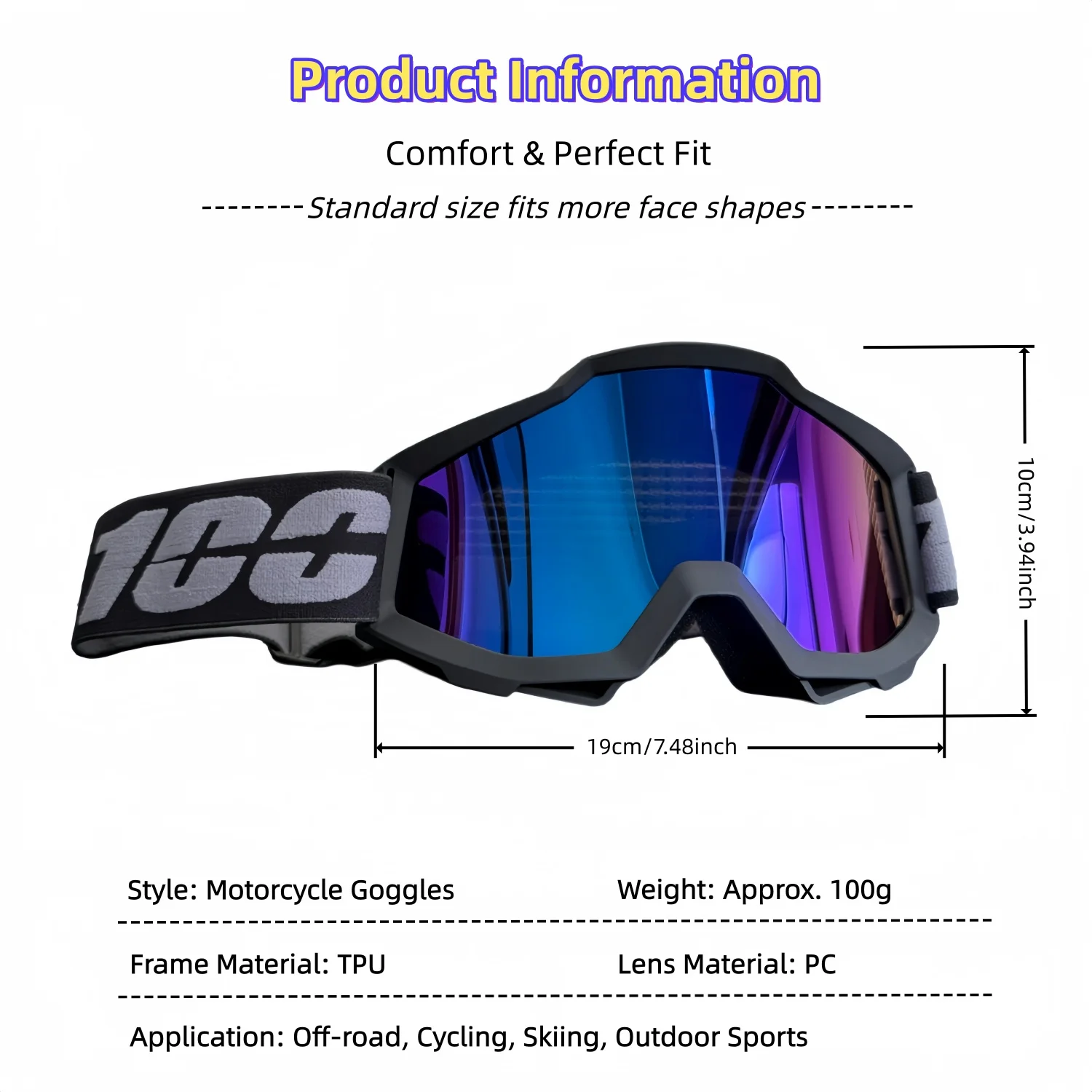 Motorcycle Off-Road Goggles, HD UV400 Wind & Sand Resistant Eyewear, Helmet Compatible for Riding, Skiing & Outdoor Activities