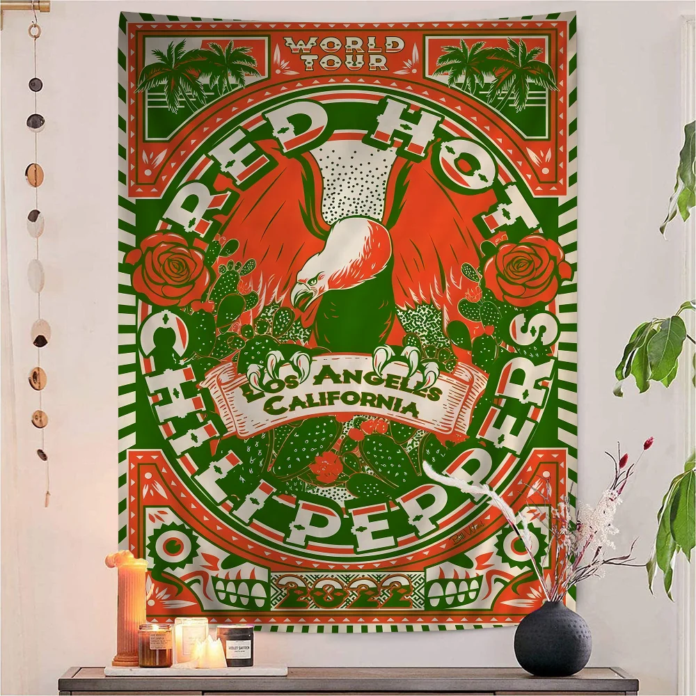 

Popular Rock Band Red Hot Chili Hanging Bohemian Tapestry Hanging Tarot Hippie Wall Rugs Dorm Japanese Tapestry