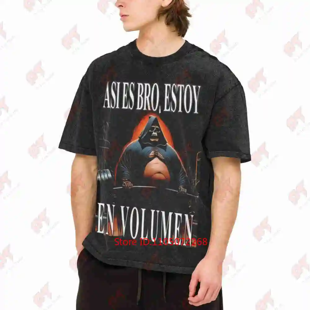 Gym Spanish Skull Volume Fitness Vintage Washed Tee Pure Cotton T-Shirt