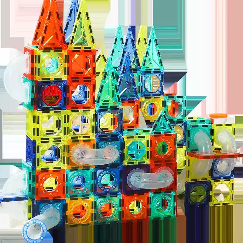 73PCS DIY Ball Bearing Pipe Magnetic Sheet Building Blocks Playset Variety Magnetic Cube Building Blocks Kid Early Education Toy