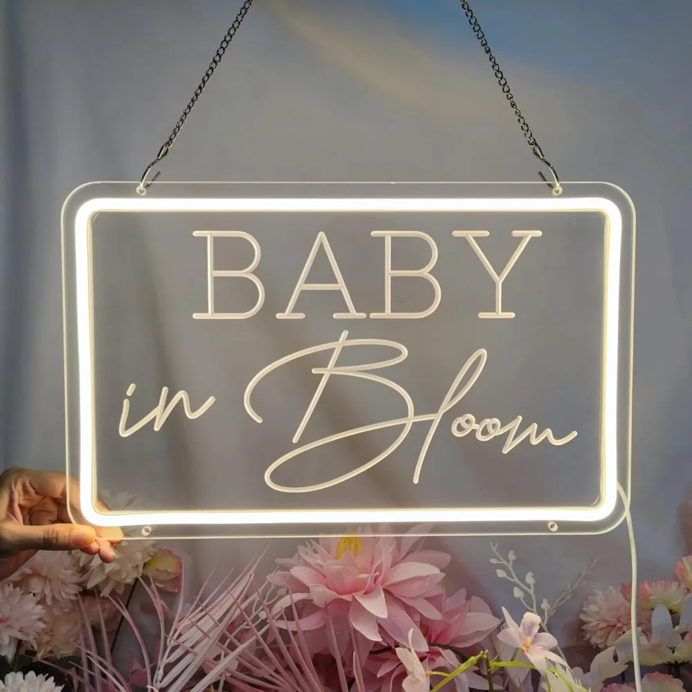 

Световая неоновая вывеска с LED-подсветкой «Baby in Bloom», декоративная неоновая вывеска для вечеринок, дней рождения, украшения спальни и домашнего интерьера