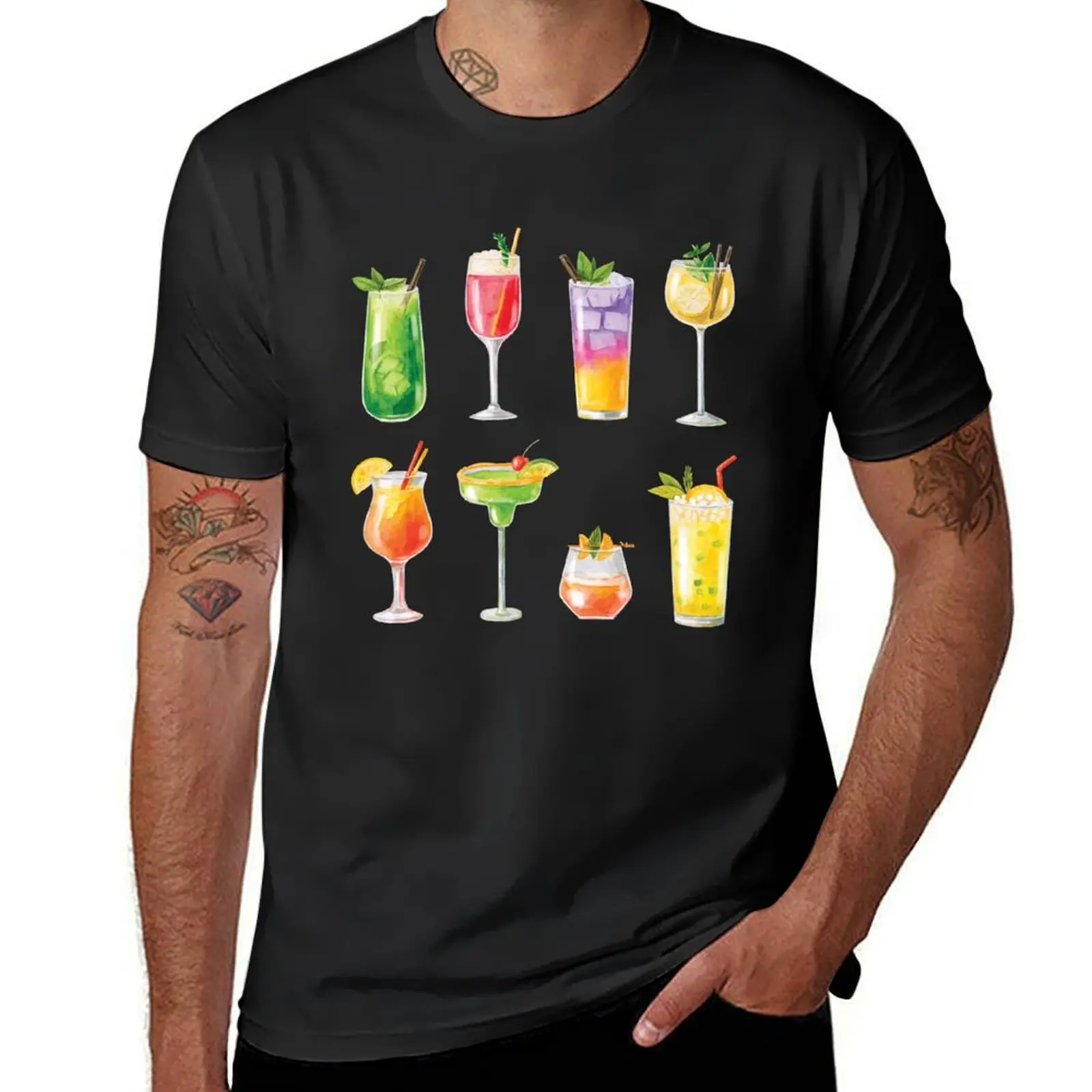 Assorted Cocktail Drinks Set T-Shirt customs design your own plain Short sleeve tee men