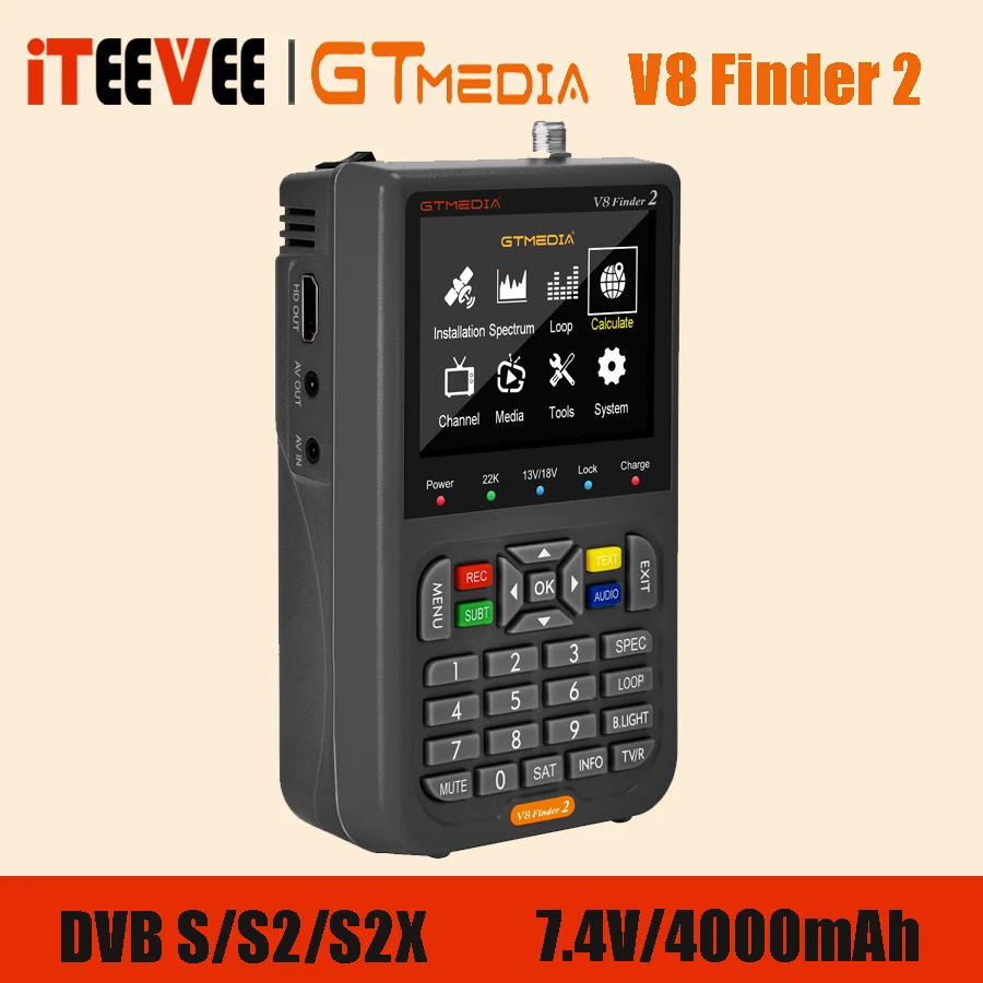 New V8 Finder 2 PRO Satellite Signal Finder DVB S/S2/S2X HD 1080P TV Signal Receiver Sat Decoder brazil ACM h.264 Free Ship