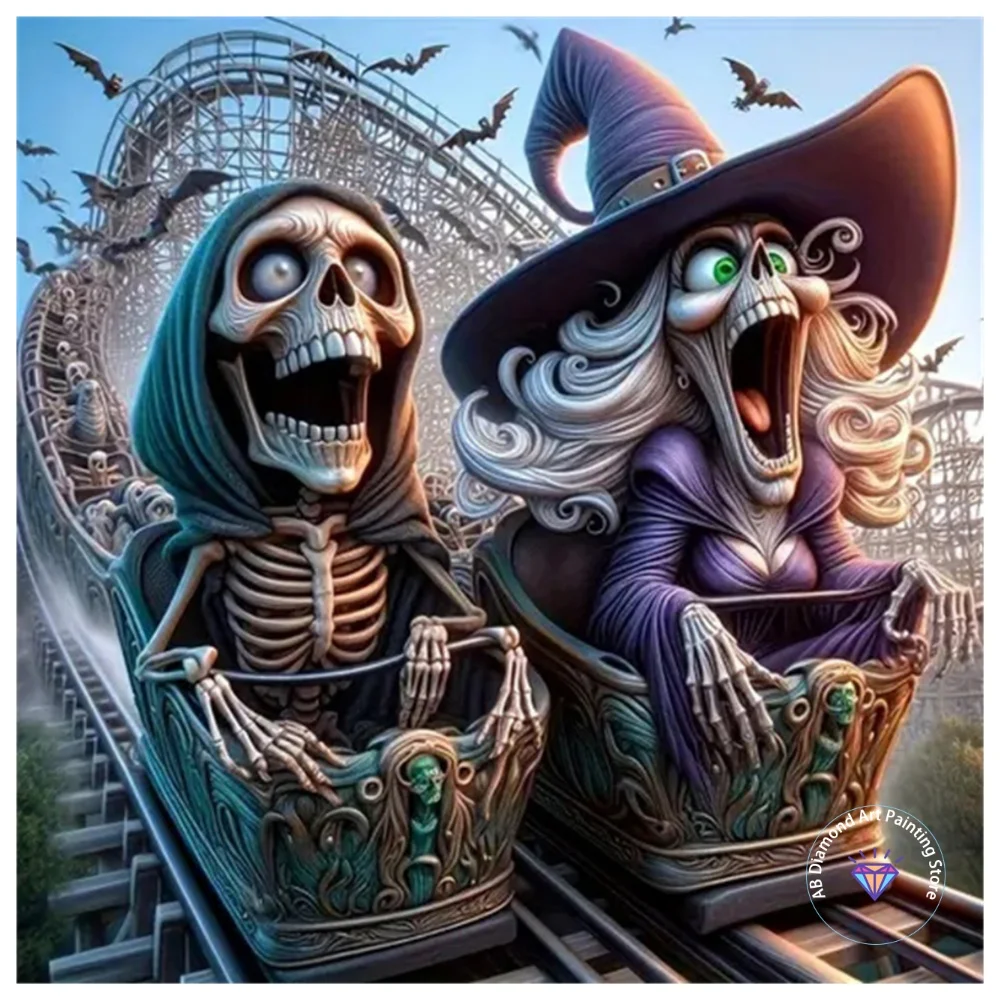 

Halloween Roller Coaster AB Diamond Painting Kit Square Round Diamond 5D DIY Mosaic Handmade Art Exquisite Gift Home Decoration
