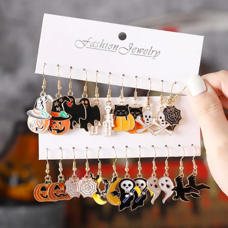 

Halloween Witch Ghost Skull Earrings Set
