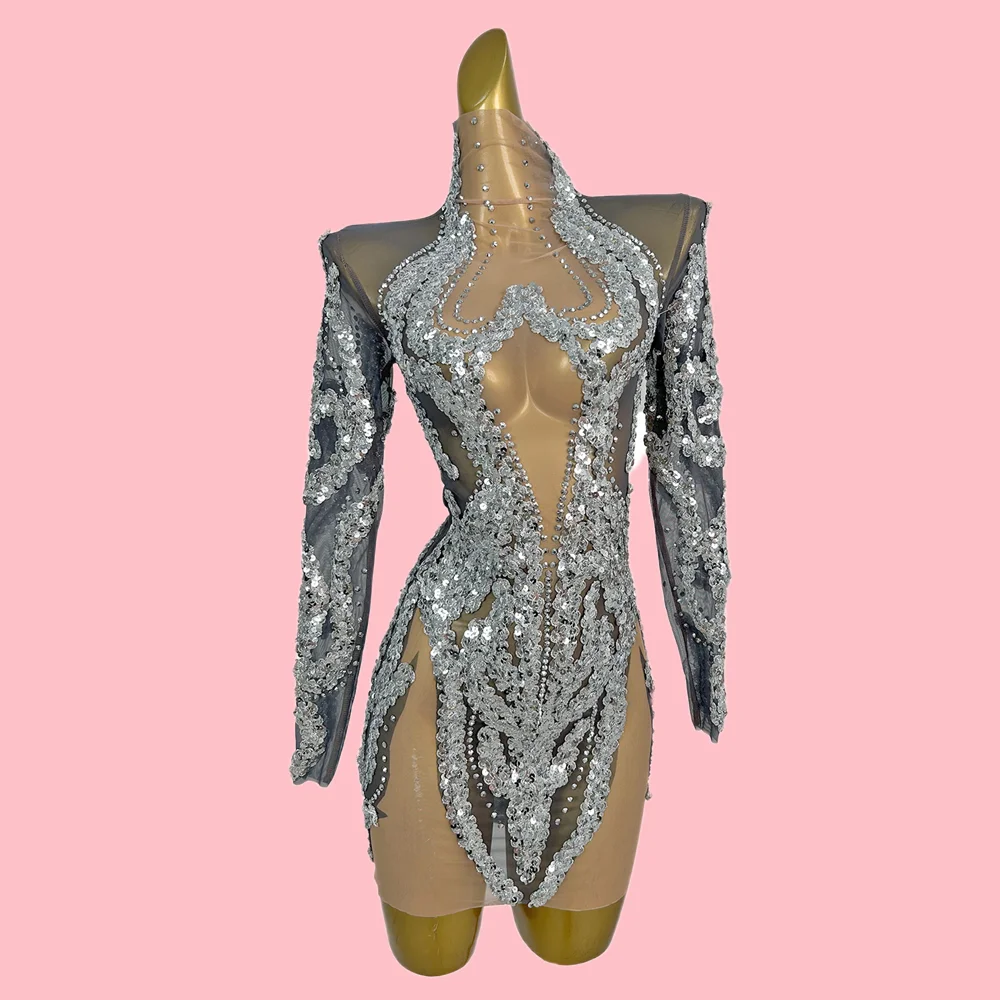 Minivestido de fiesta para discoteca con lentejuelas y diamantes de imitación brillantes, vestido tubo para banquete, cóctel y cena, traje de graduación para mujer
