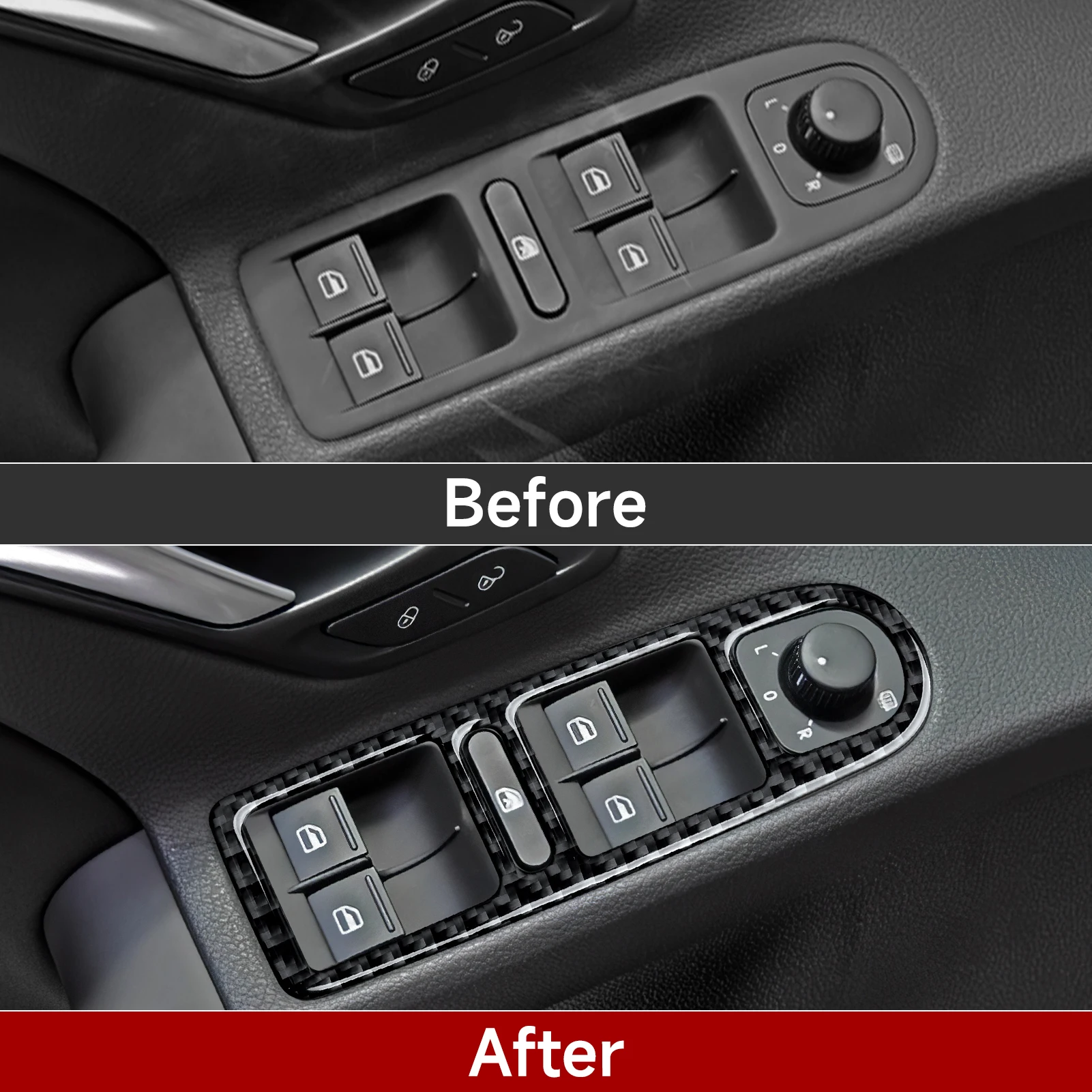 For Volkswagen Golf VI MK6 Plus R GTI (2010-2014) Window Lift Switch Panel Carbon Fiber Interior Sticker Car Accessories - view 4