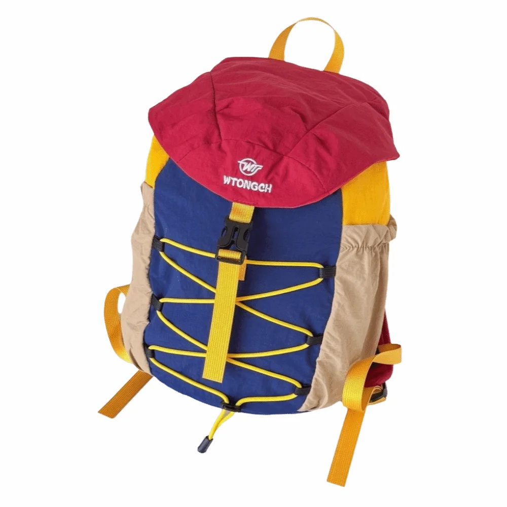 Creative Drawstring Sports Backpack Large Capacity Color Block School Shoulder Straps Lightweight Drawstring Closure
