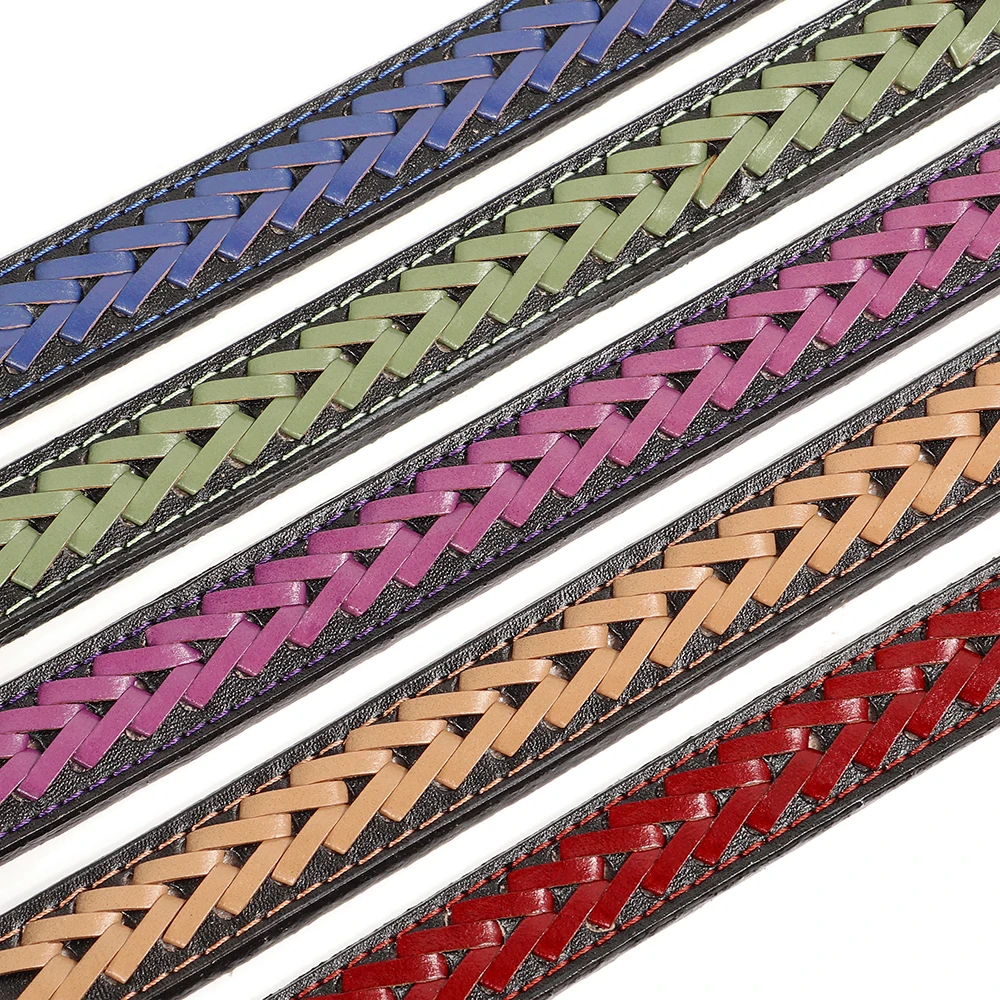 High Quality Leather Dog Collar Braided Durable Pet Collars For Small Mediumm Dogs French Bulldog Dog Accessories Pet Items