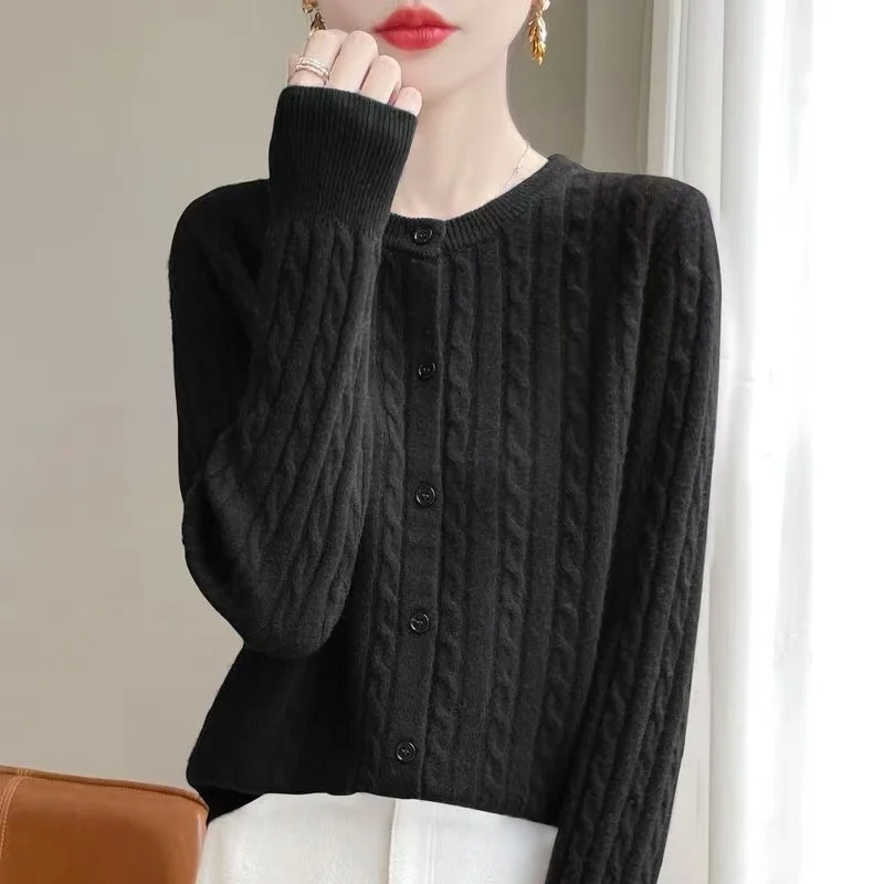 Autumn Winter Women Cardigans O-neck Solid Sweater Spring Long Sleeve Single Breasted Knit White Cardigans Fashion Korean Jumper view 2