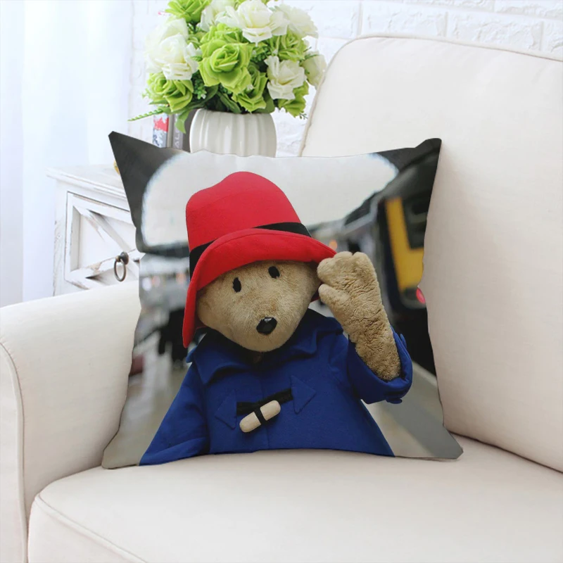 40x40cm pillowcase P-Paddington bear double-sided printed custom sofa cushion cover bedside backrest office chair waist cushion