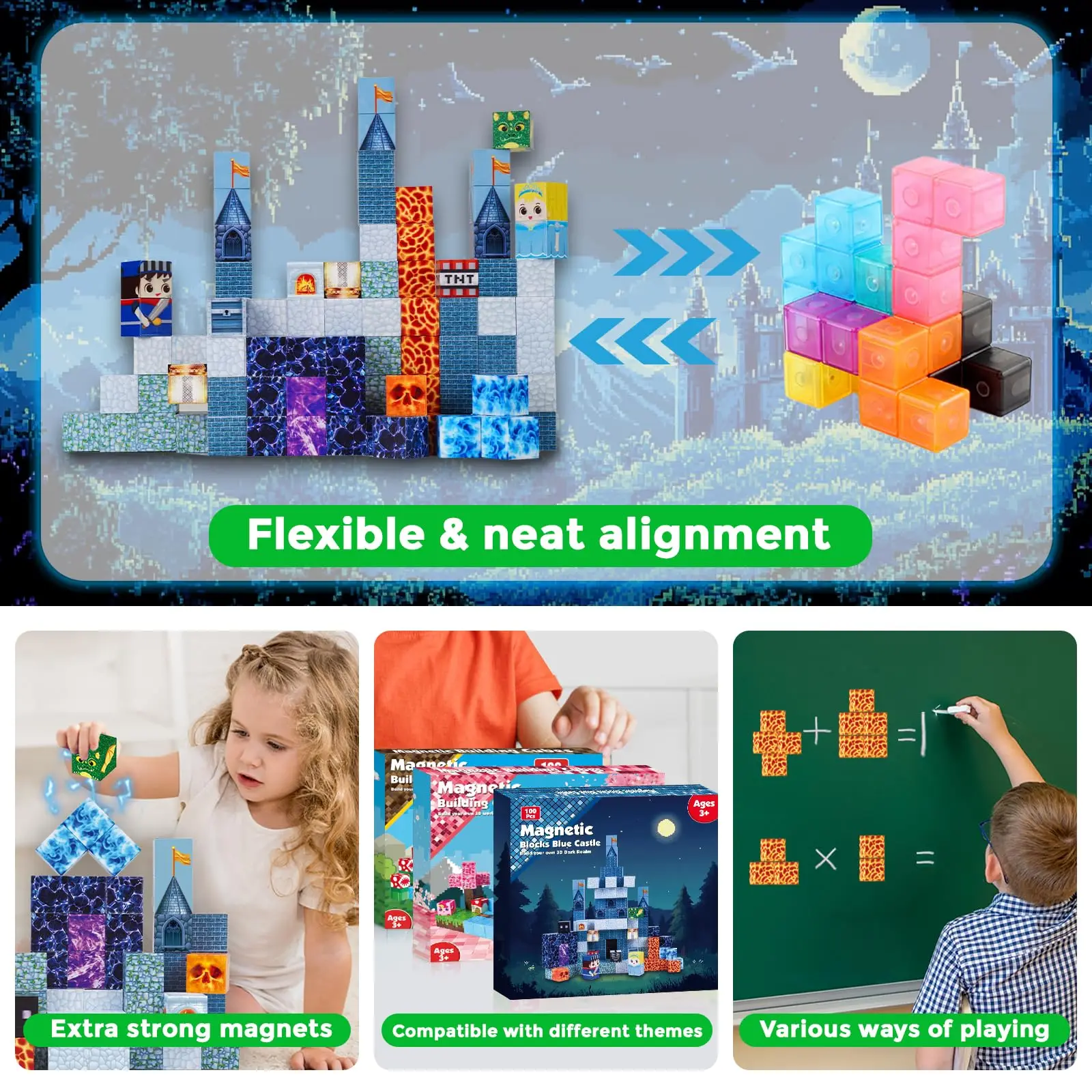 Magnetic Blocks Sensory Play Constructor Set for Kids, Montessori Learning Building Blocks Children Toys Perfect Holiday Gifts