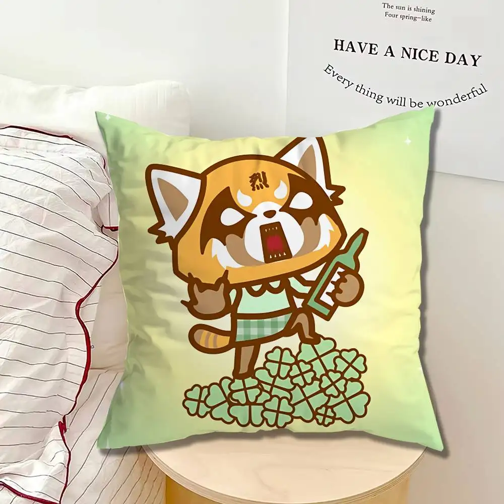 Fur collar fox Aggretsuko Single Throw Pillow Case Cover Sofa Cushion Home Room Decor