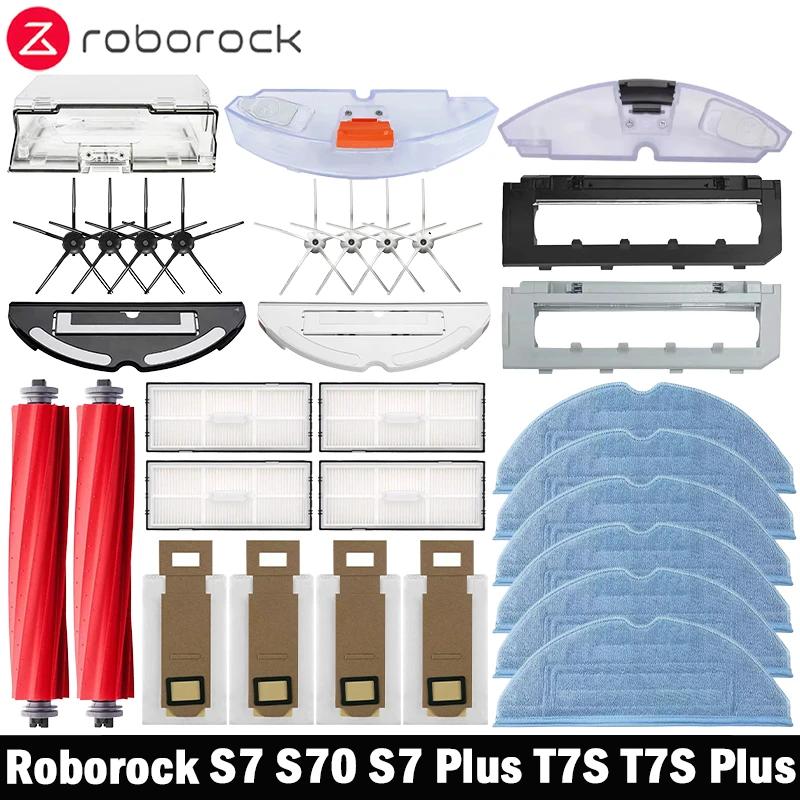 Roborock S7 S70 S7 Plus T7S T7S Plus Robotic Vacuum Cleaner Accessories Main Brush Hepa Filter Mops Dust Bag Replacement Parts