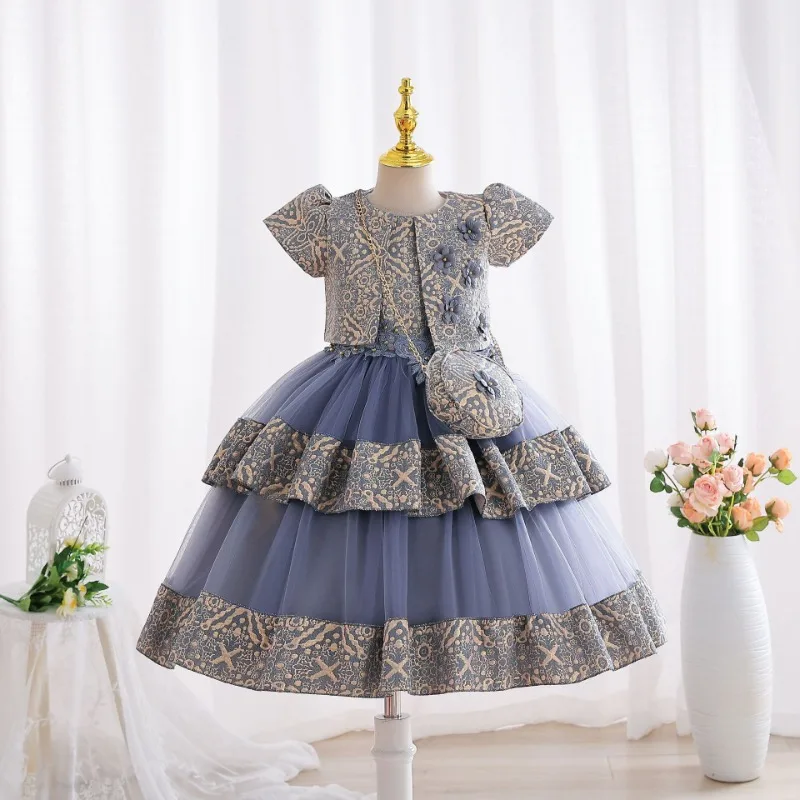 

Spanish Style Dress Cotton Lining Fabric Girls Kids Fashion Clothes Children Dresses Coat