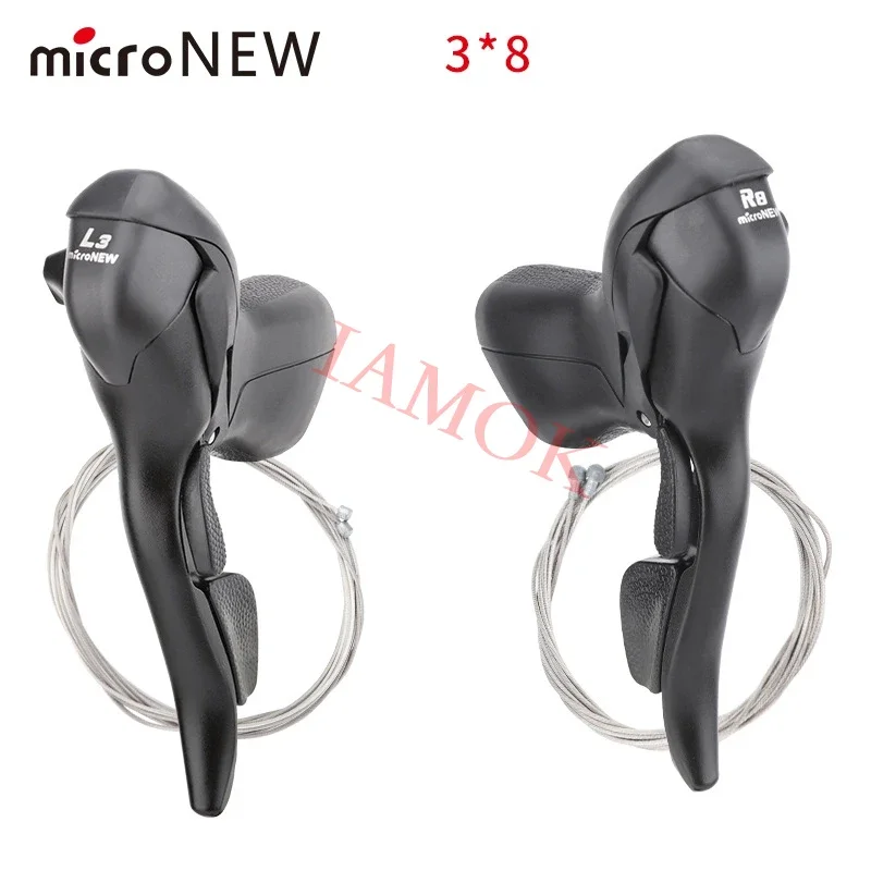 

microNEW Bike Dual Control Lever 2/3/7/8/9/10-speed Levers 23.8-24.2mm Iamok Road Bicycle Parts