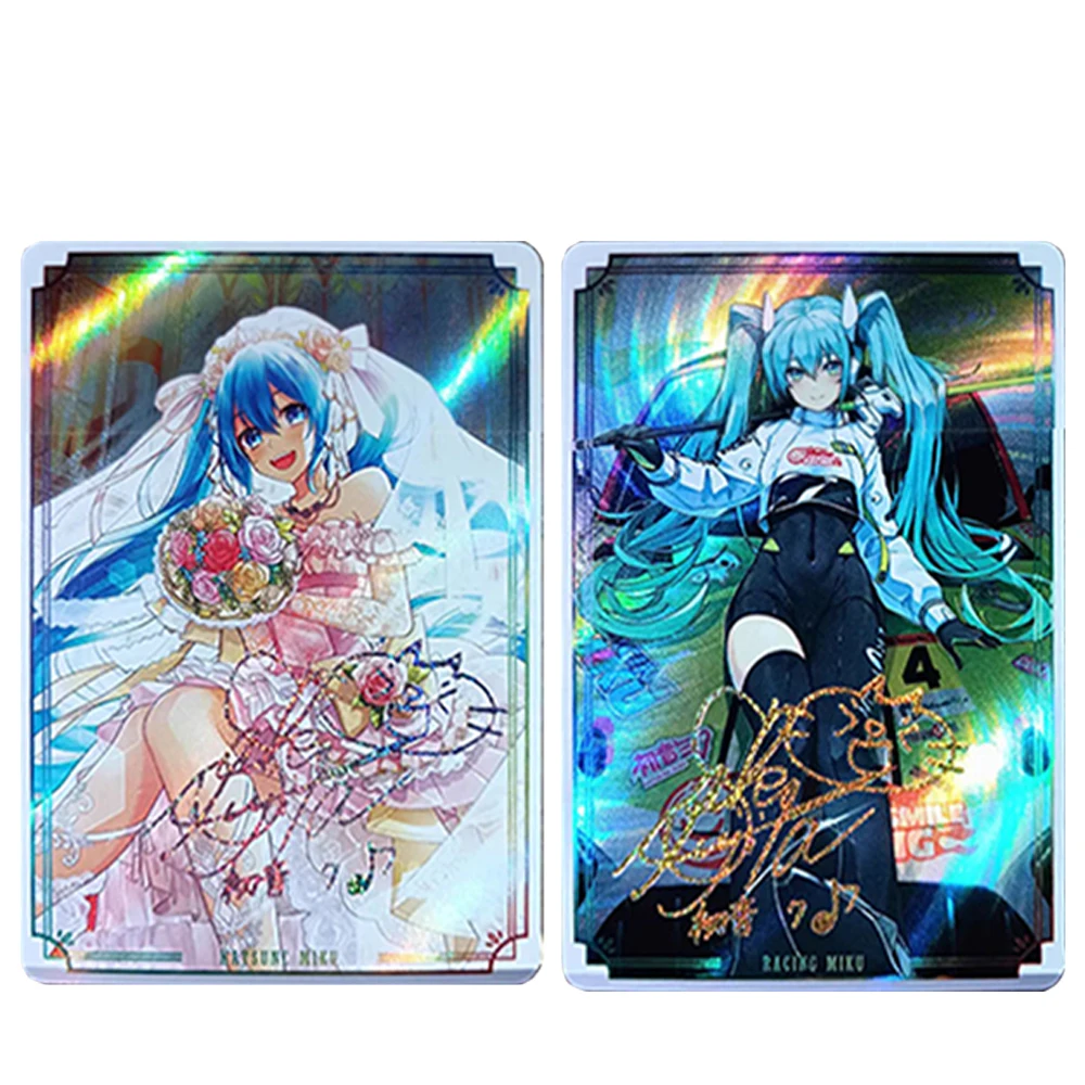 Hatsune Miku 6PCS/SET DIY Gold Pink Signature Glitter Rainbow Collectible Card Refractive texture Christmas birthday gift