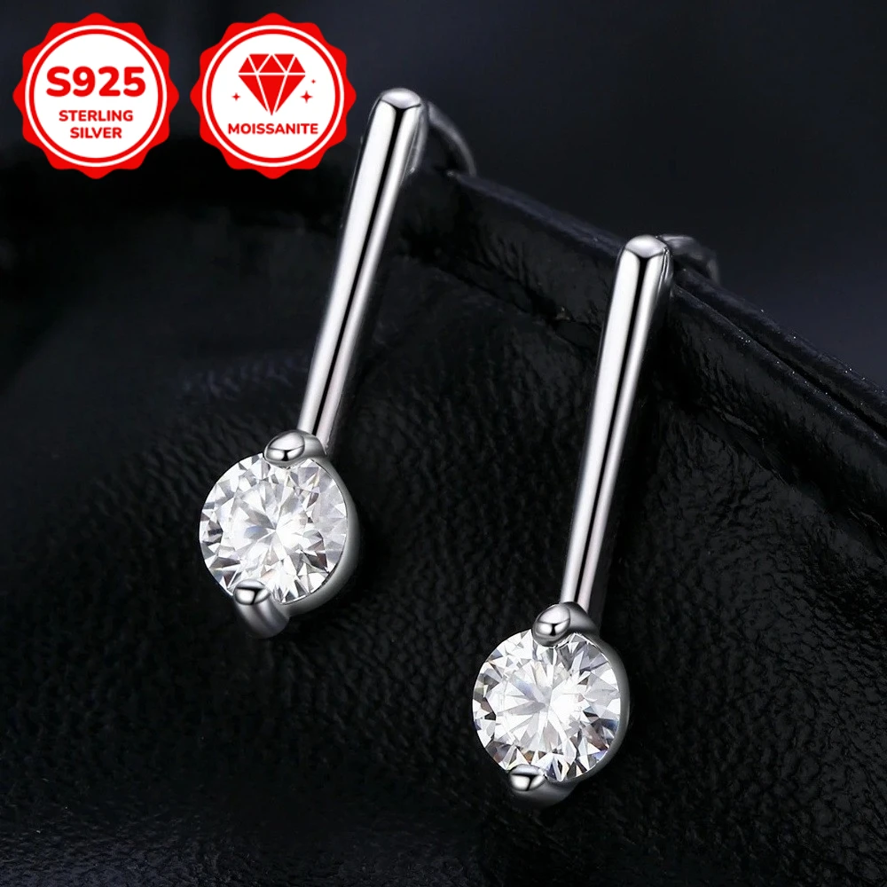 

1pair 0.5/1/2/3Carat S925 Simple Round Moissanite U-shaped Earrings: Exquisite Design, Fashionable and Cute Women's Souvenirs.