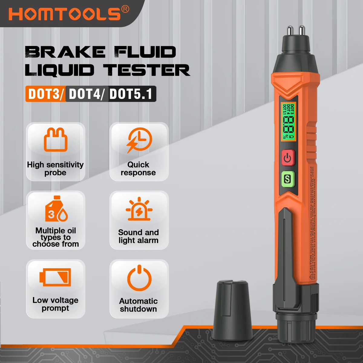 

HOMTOOLS HM35 Universal Brake Fluid Tester Pen for DOT3 DOT4 5 LED Indicator Auto Oil Moisture Meter Car Oil Quality Testing Pen