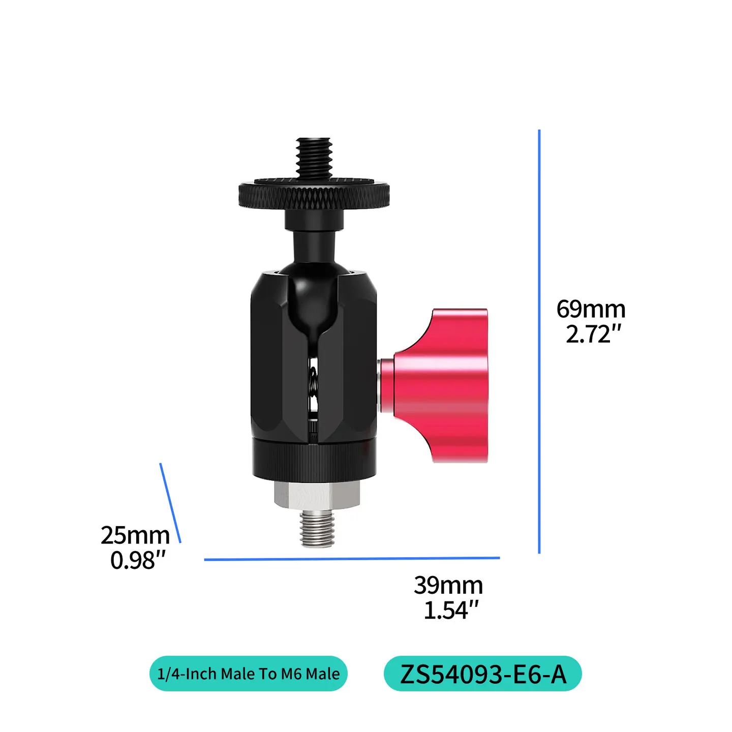 Anfang 360 ° Drehbarer 17-mm-Kugelkopfhalter mit 2 kg Traglast, Aluminiumadapter für GoPro, Insta360, DJI OSMO, Motorrad-Stativhalterung – Detail 12