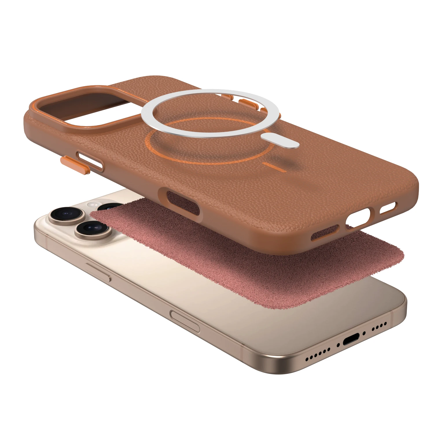 Casing Ponsel Pengisi Daya Nirkabel Magsafe Kulit Mewah untuk iPhone 16 15 14 Pro 13 12 Pro Max 11 16 Plus Penutup Belakang Magnetik Funda