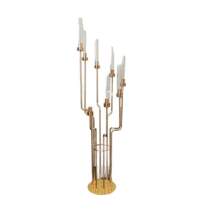 Wholesale 5/8/10 Arm Gold Metal Romantic Tall Candlestick Holder Candelabra Wedding Table Centerpieces Decoration Party