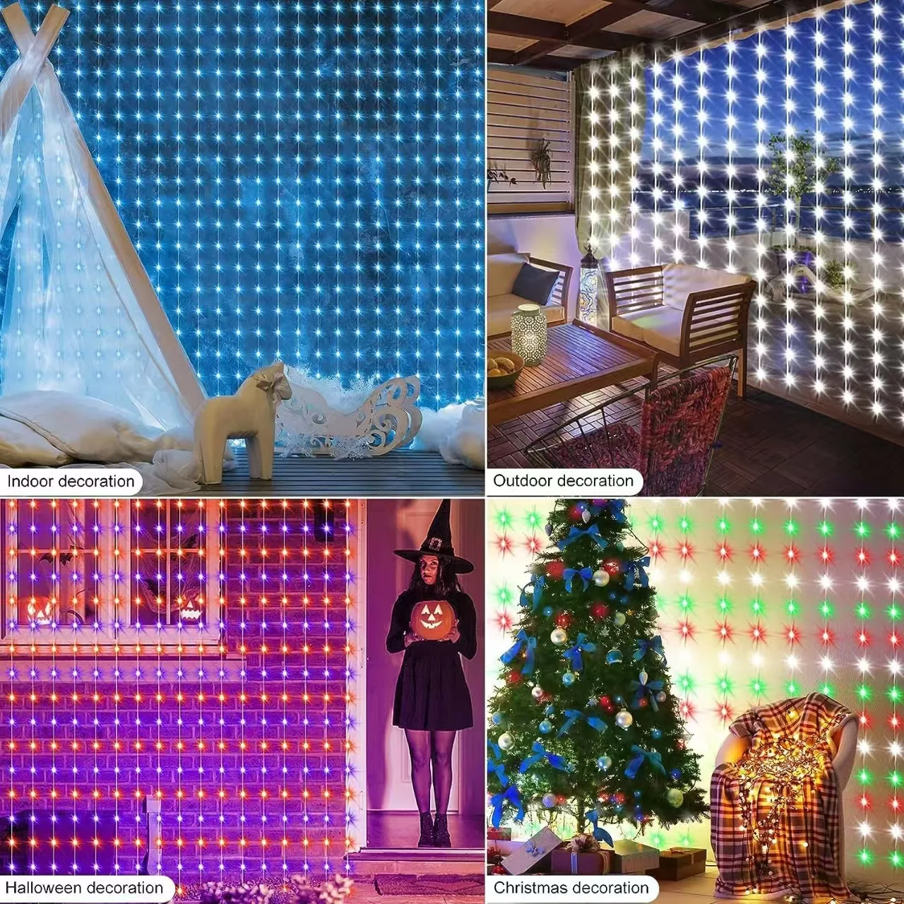 Fairy Tale Themed Outdoor Christmas Lights – Bluetooth Remote Smart Sync LED Curtain Strings