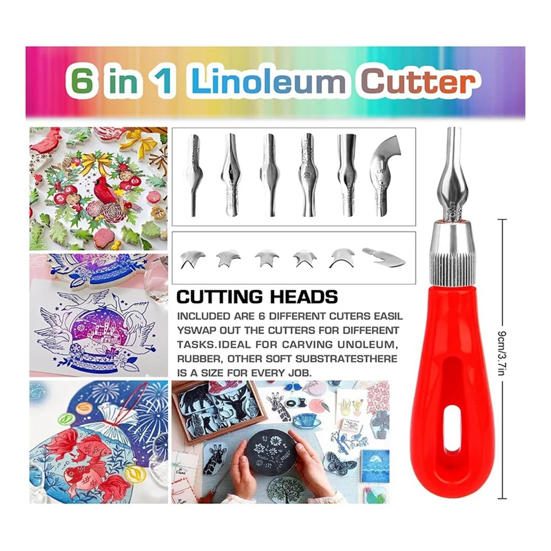 Kit di timbri in gomma per intaglio di blocchi di gomma da 14 pezzi, Kit per la creazione di timbri fai da te intagliati, per la stampa