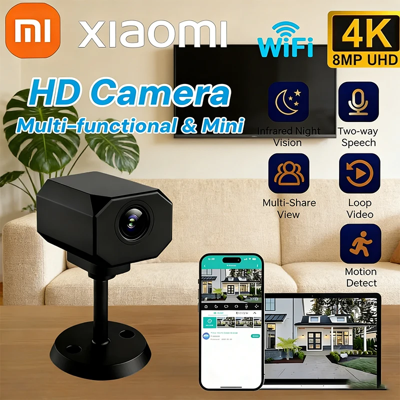 Xiaomi 4K HD WiFi caméra de sécurité pour la maison Mini Surveillance IP intérieure intelligente avec APP Surveillance à distance conception Portable 2026