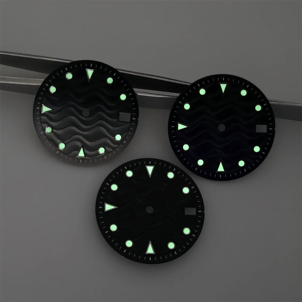 NH35 Water Ghost Water Ripple Dial Green Luminous Surface Modified Diving Watch Mechanical Watch Accessories Size 28.5mm