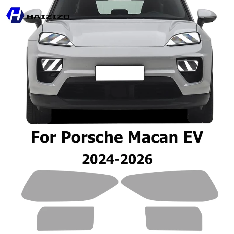 For Porsche Macan EV 2024-2026 Smoke Black Car Headlight Protective Film TPU Anti-Scratch Vinyl Wrap Kit for Auto Light Custom