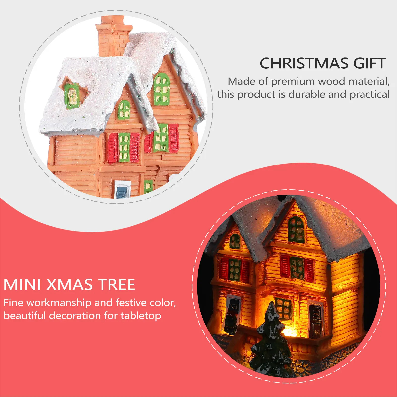 

Christmas Village House Miniature Resin Luminous Xmas Decorative House Christmas Party Background Prop Festival Gift Micro