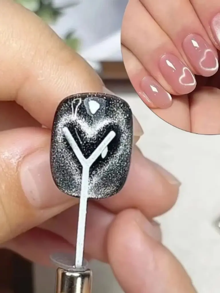 Outil auxiliaire magnétique en forme de cœur d'amour, pour correspondre avec un aimant d'ongle, sucer les yeux de chat, effet de formes de cœur, outil de bricolage de Gel pour ongles, 1/2/4 pièces