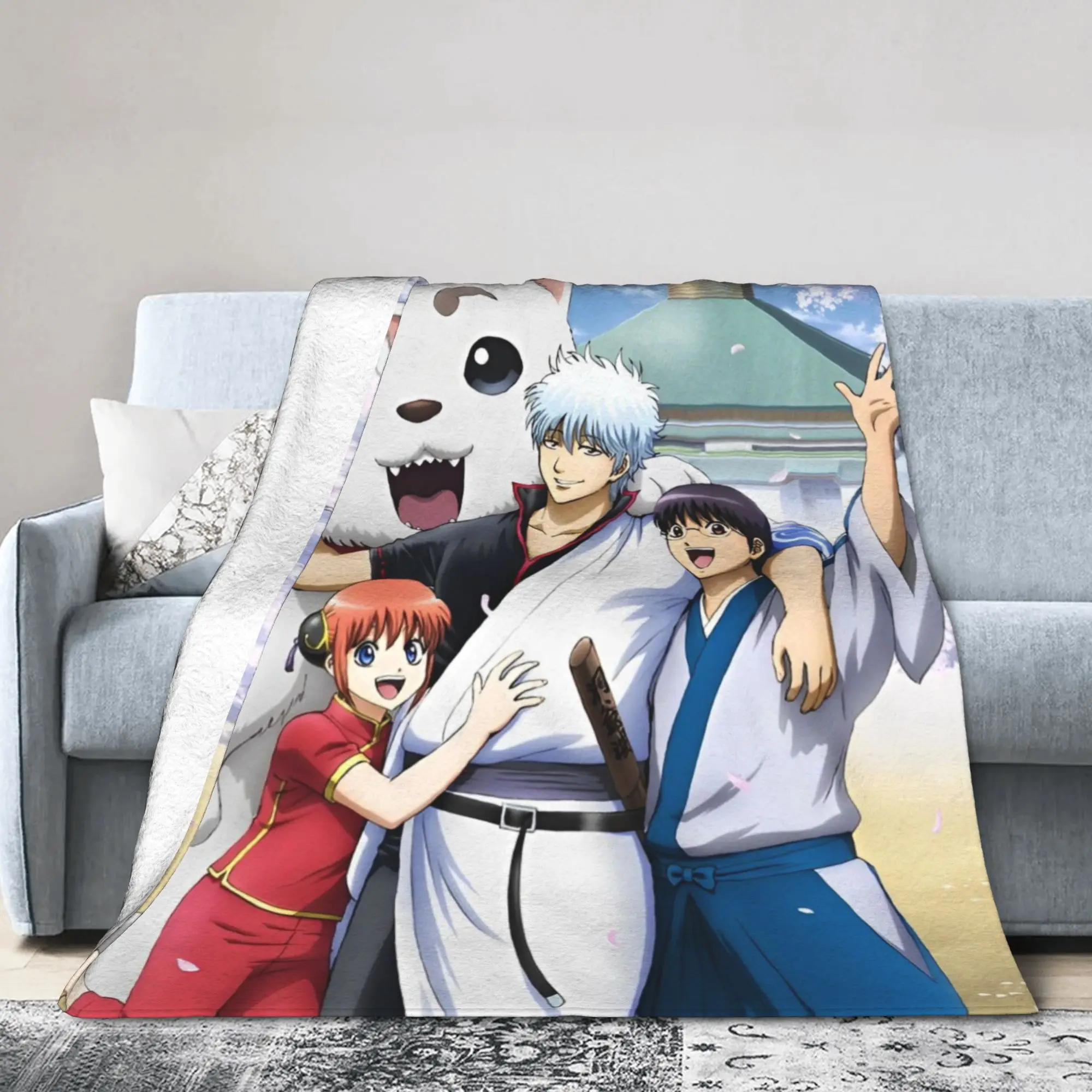 Fridens Gintamas Science Fiction Comedy Blankets  Flannel Throw Blanket Summer Air Conditioning Portable Soft Warm Bedsprea,