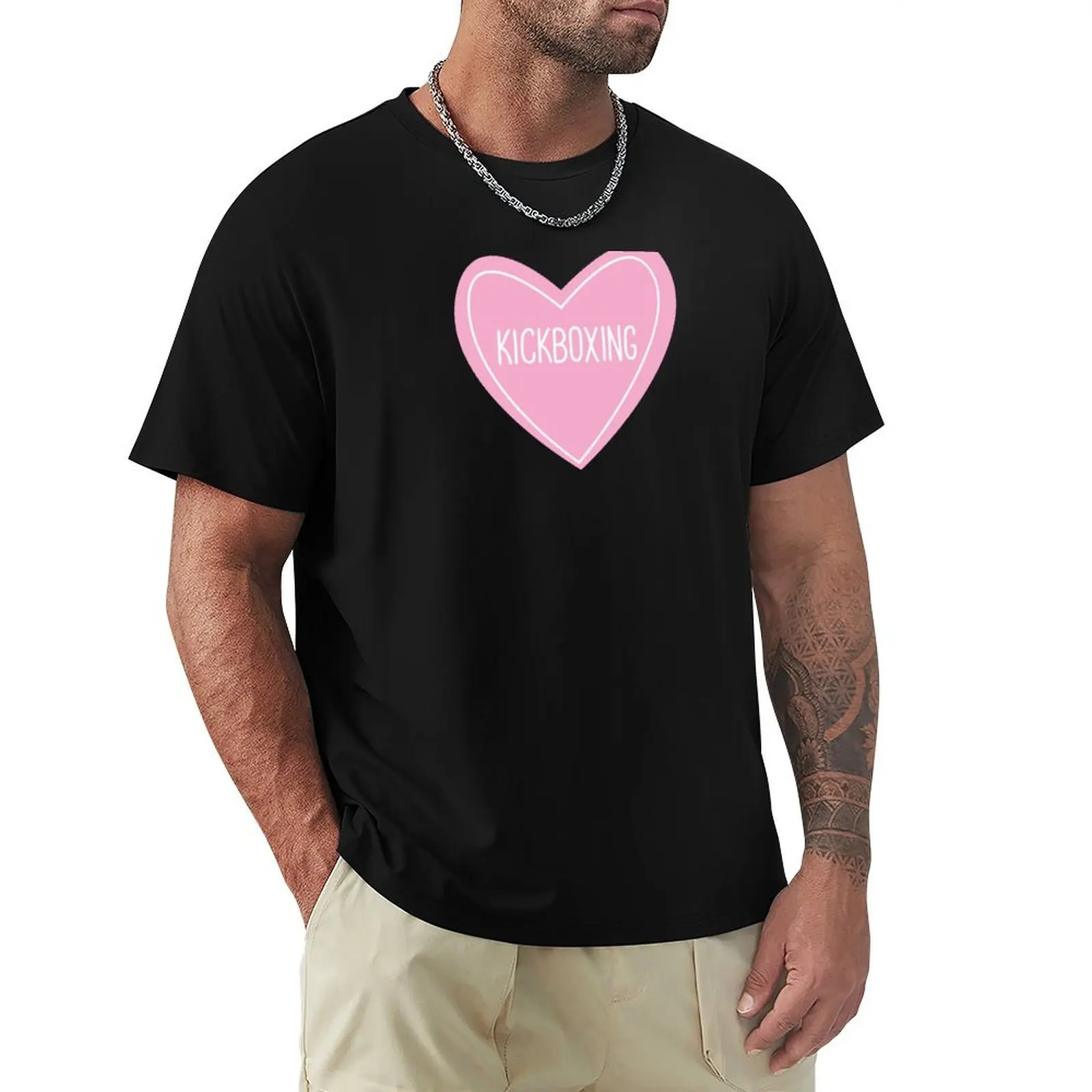 Kickboxing Heart T-Shirt man t shirts cotton T-Shirt