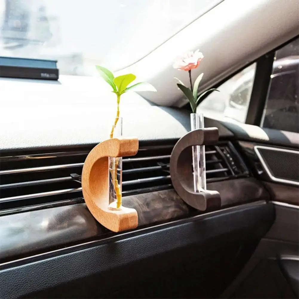 Hydroponic Plant Vases Glass Vase Car Air Vent Clip Car Ornament Vintage Bonsai Flower Pot For Home Car Decor Terrarium F4O9