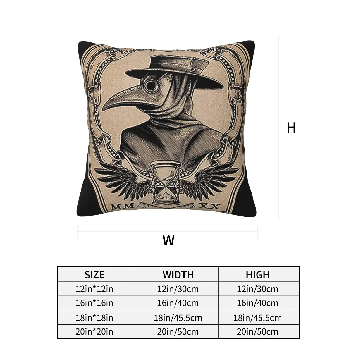 Vintage Plague Doc Square Pillowcase Pillow Cover Cushion Zip Decorative Comfort Throw Pillow for Home Car