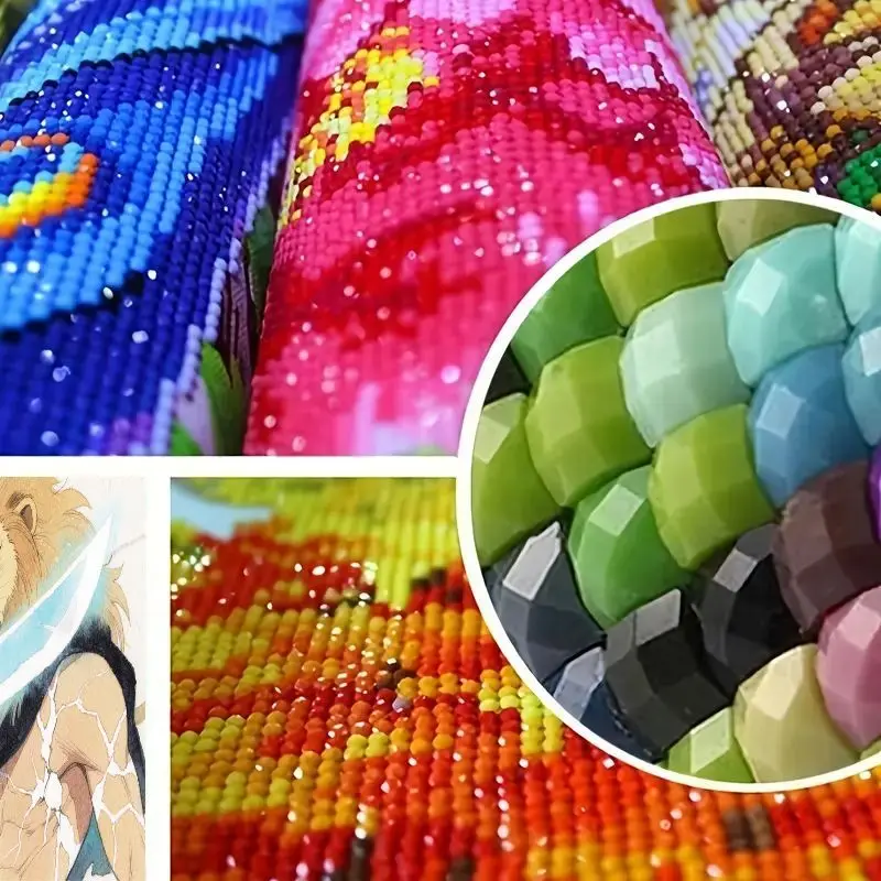 1 szt. Zestaw do samodzielnego wykonania obrazu diamentowego 5D, styl anime, Mocny Wojownik Lew, kryształowe kamienie szlachetne, szczegółowa grafika dla dorosłych i nastolatków.